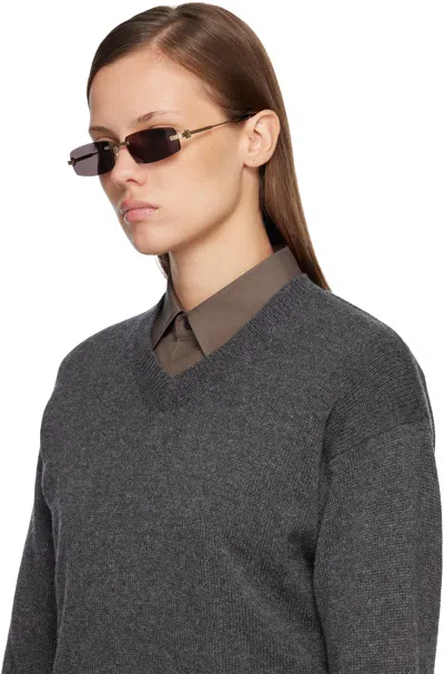 Cartier Gold Première De  Rectangular Rimless Sunglasses In Brown