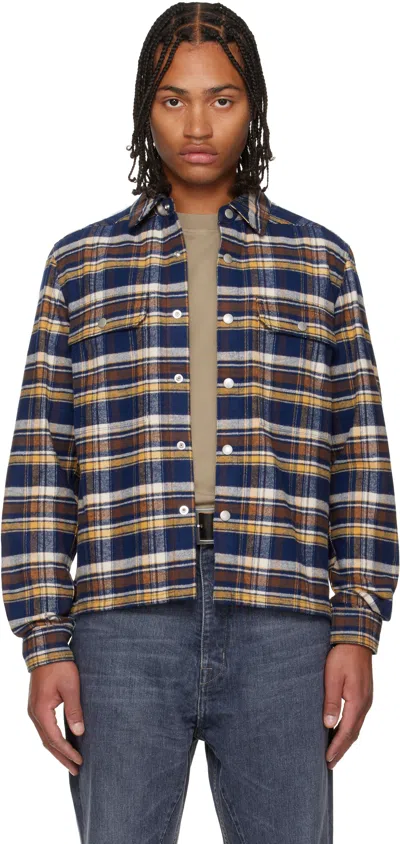 Rick Owens Drkshdw Multicolor Concordians Cropped Overshirt In Blue