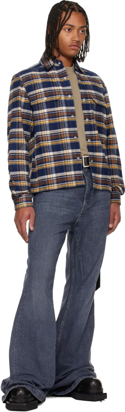 Rick Owens Drkshdw Multicolor Concordians Cropped Overshirt In Blue