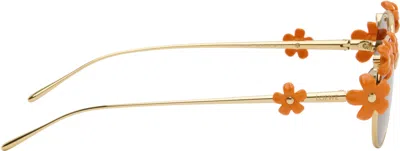 Loewe Gold & Orange Paula's Ibiza Daisy Field Sunglasses In Brown