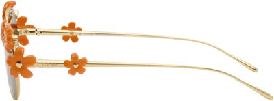 Loewe Gold & Orange Paula's Ibiza Daisy Field Sunglasses In Brown