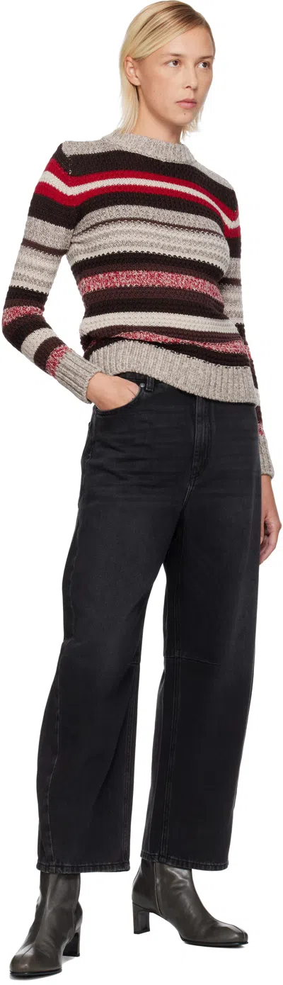 Weekend Max Mara Ilde Stripe Virgin Wool Crewneck Sweater In Multi