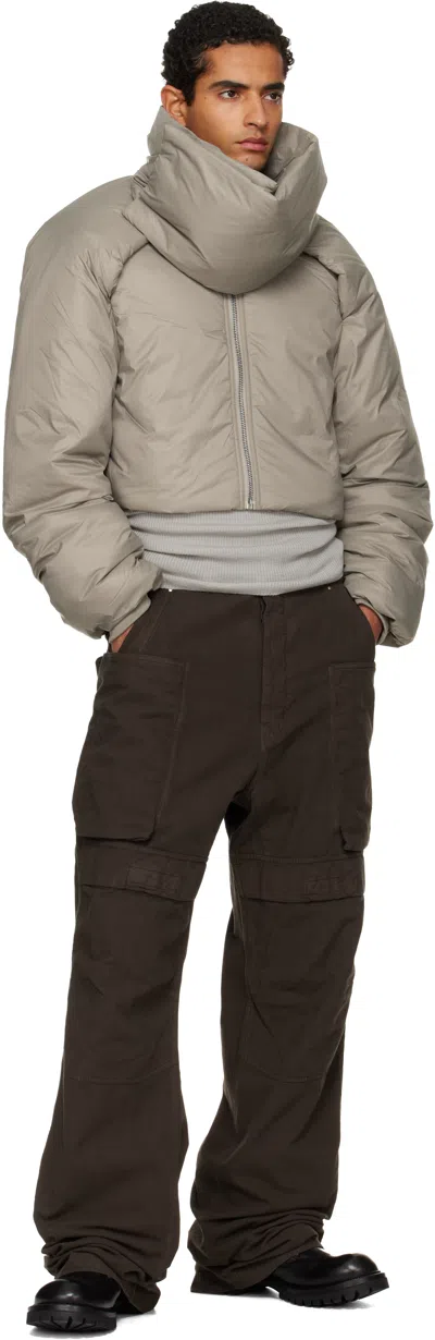 Rick Owens Drkshdw Taupe Concordians Convertible Cropped Jacket In Gray