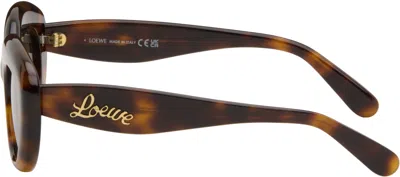 Loewe Brown Curvy Logo Cat-eye Sunglasses In Brown