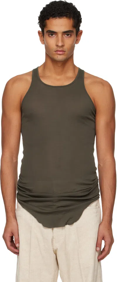 Rick Owens Khaki Concordians Basic Rib Tank Top In Gray