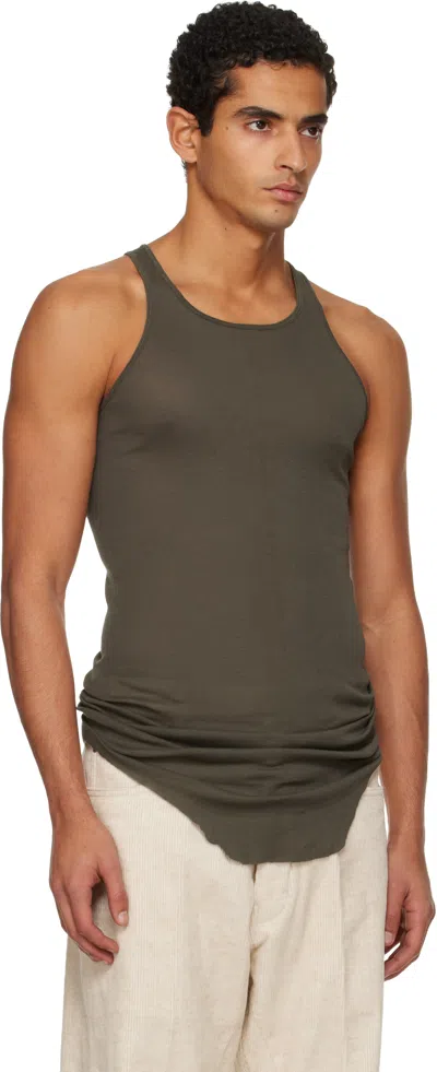 Rick Owens Khaki Concordians Basic Rib Tank Top In Gray