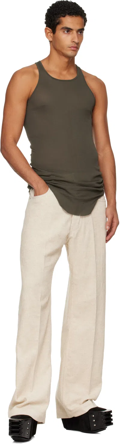 Rick Owens Khaki Concordians Basic Rib Tank Top In Gray