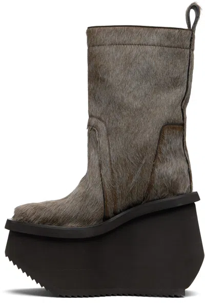 Rick Owens Brown Concordians Factory Boots In Brown