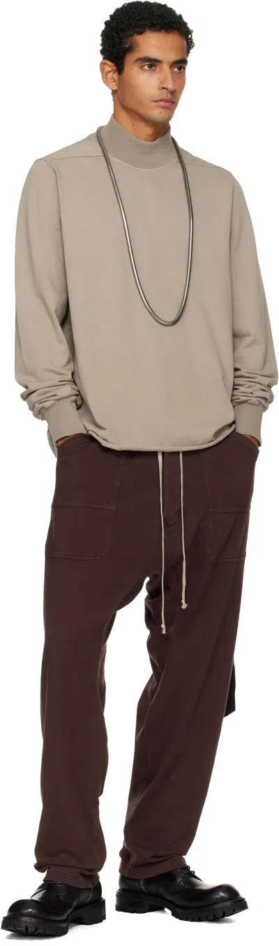 Rick Owens Drkshdw Concordians Headon Dbl High Neck Knit Sweater In Brown