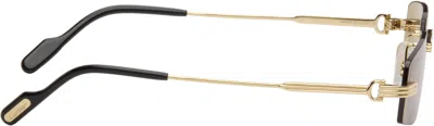 Cartier Gold Première De  Rectangular Rimless Sunglasses In Brown