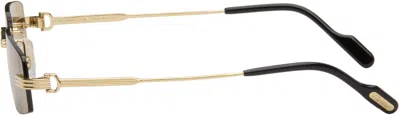 Cartier Gold Première De  Rectangular Rimless Sunglasses In Brown