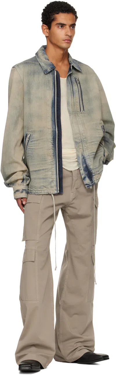 Rick Owens Drkshdw Blue Concordians Concealed Zipfront Denim Jacket In Multi