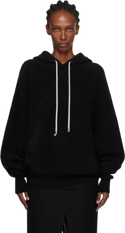 Rick Owens Black Concordians Hun Hoodie In Black