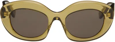 Loewe Khaki Curvy Logo Cat-eye Sunglasses In Green