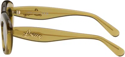 Loewe Khaki Curvy Logo Cat-eye Sunglasses In Green