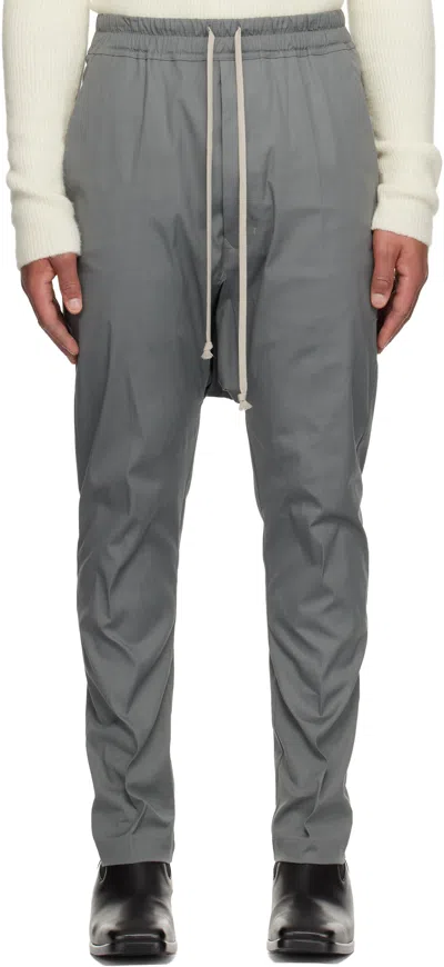 Rick Owens Gray Concordians Drawstring Long Trousers In Gray