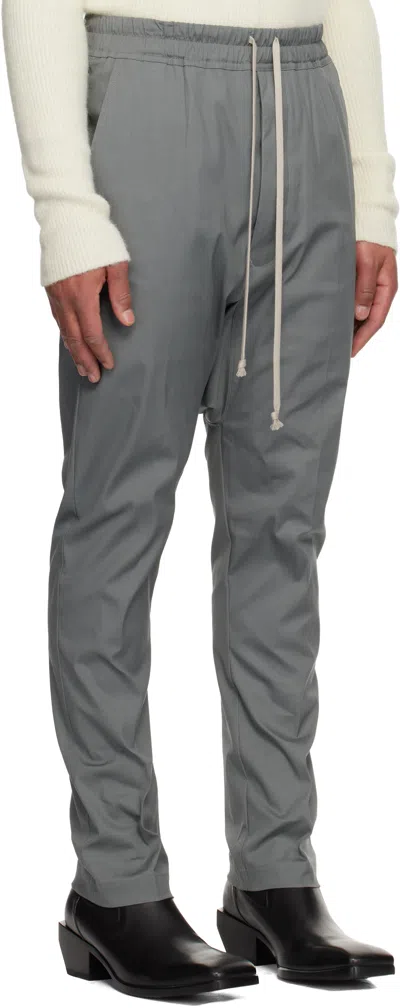 Rick Owens Gray Concordians Drawstring Long Trousers In Gray