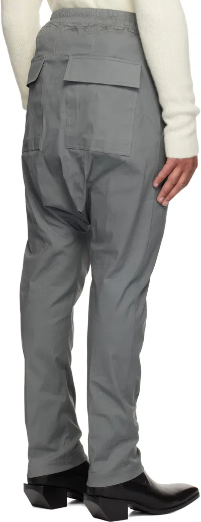 Rick Owens Gray Concordians Drawstring Long Trousers In Gray