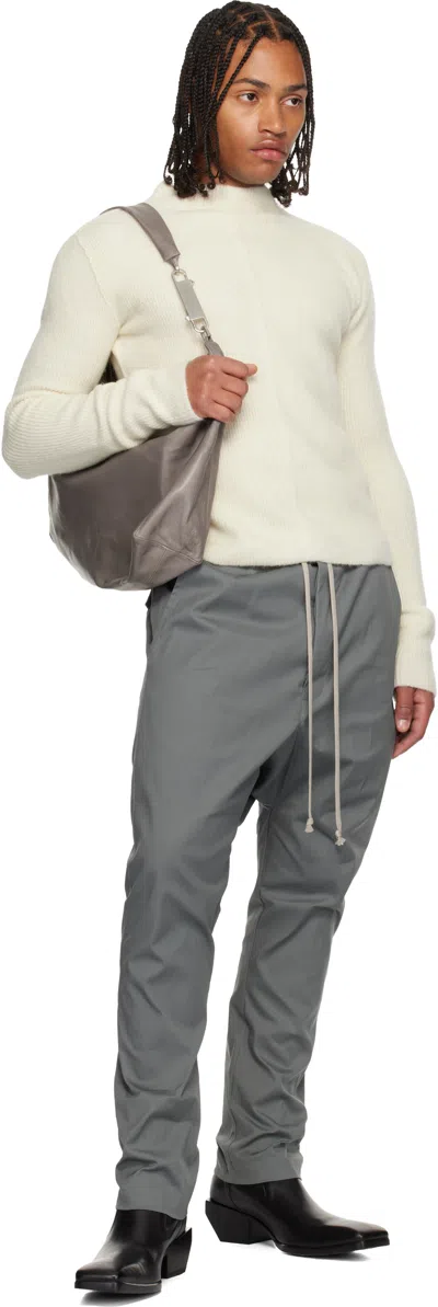 Rick Owens Gray Concordians Drawstring Long Trousers In Gray