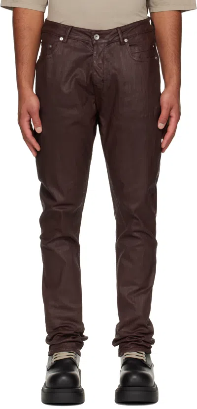 Rick Owens Drkshdw Burgundy Concordians Detroit Cut Jeans In Brown