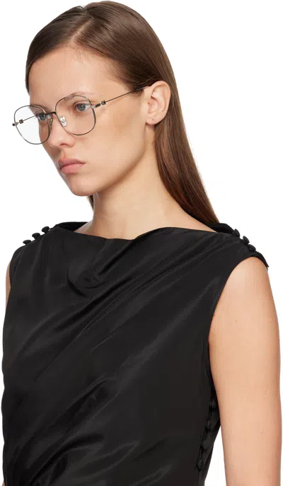 Givenchy Silver Gv Speed Round Metal Glasses In Metallic