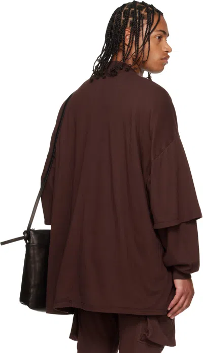 Rick Owens Drkshdw Burgundy Concordians Tommy Hustler Sweatshirt In Brown