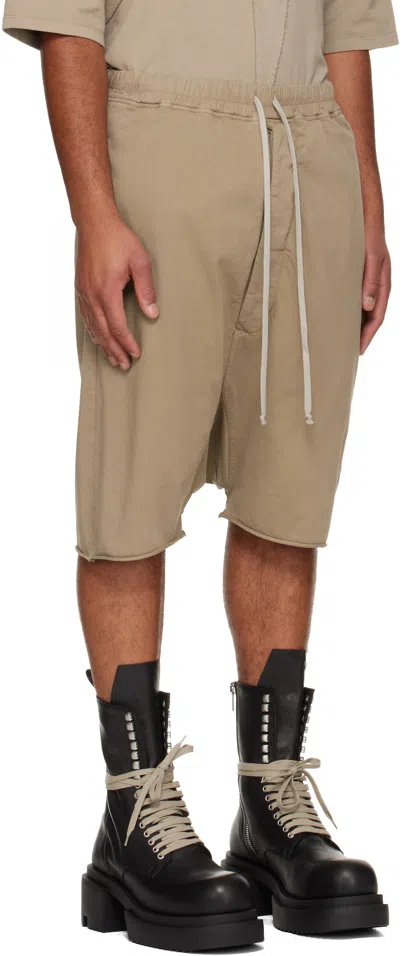 Rick Owens Drkshdw Taupe Concordians Drawstring Pods Shorts In Brown