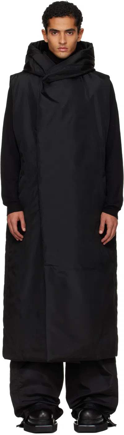 Rick Owens Drkshdw Black Concordians Hooded Vest In Animal Print