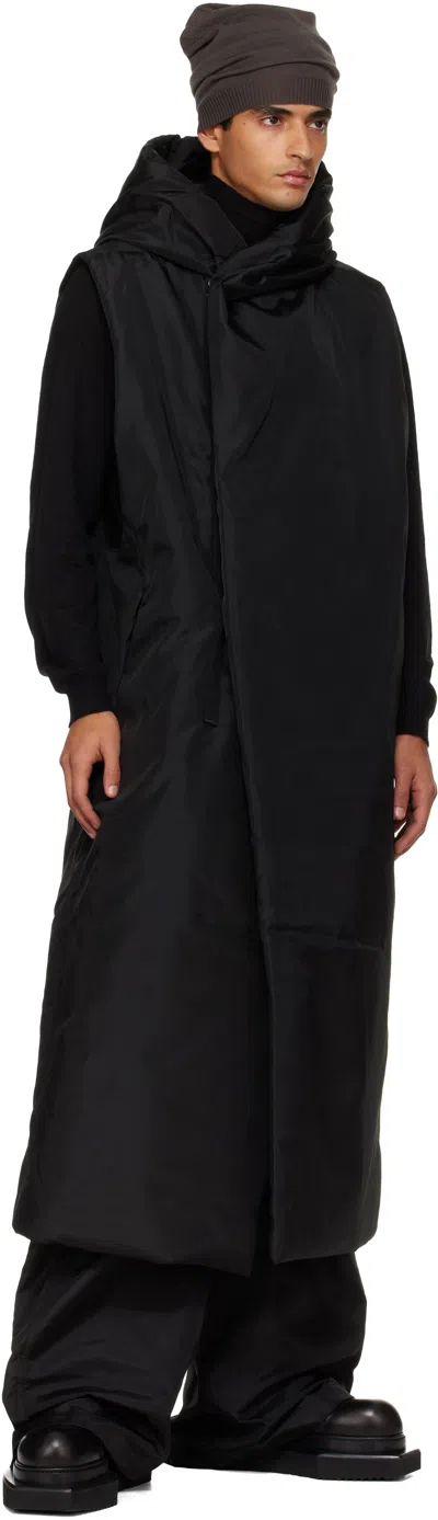 Rick Owens Drkshdw Black Concordians Hooded Vest In Animal Print