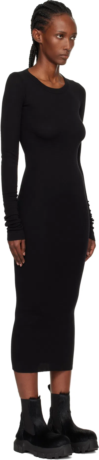 Rick Owens Midi Dress With Long Sleeves And Crew Neck In Multi