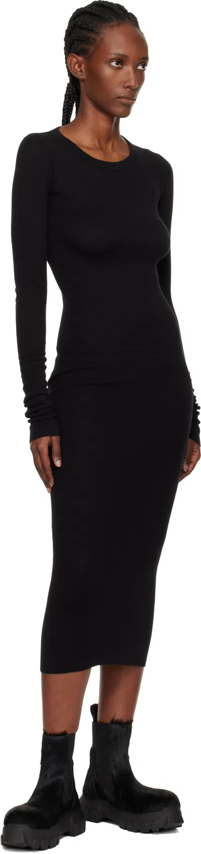Rick Owens Midi Dress With Long Sleeves And Crew Neck In Multi