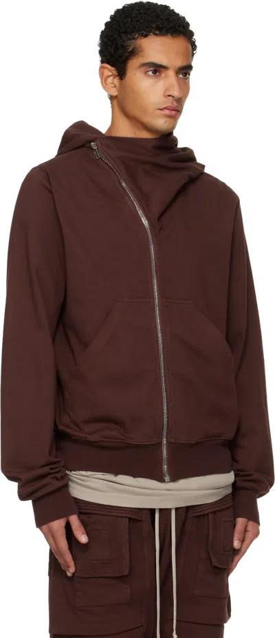 Rick Owens Drkshdw Burgundy Concordians Mountain Hoodie In Brown