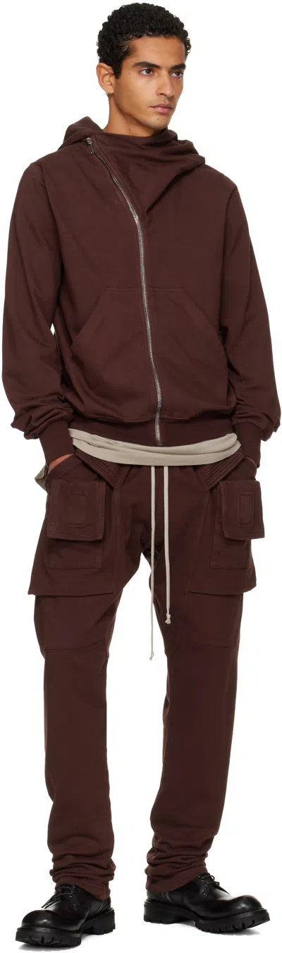 Rick Owens Drkshdw Burgundy Concordians Mountain Hoodie In Brown