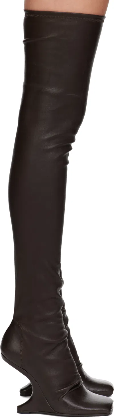Rick Owens Brown Concordians Cantilever 11 Tall Boots In Brown