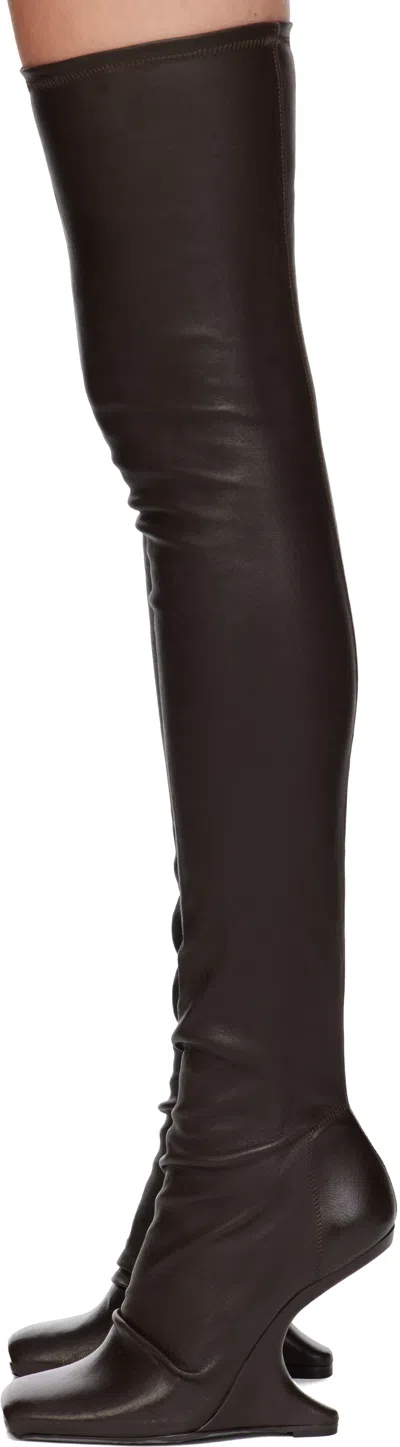 Rick Owens Brown Concordians Cantilever 11 Tall Boots In Brown