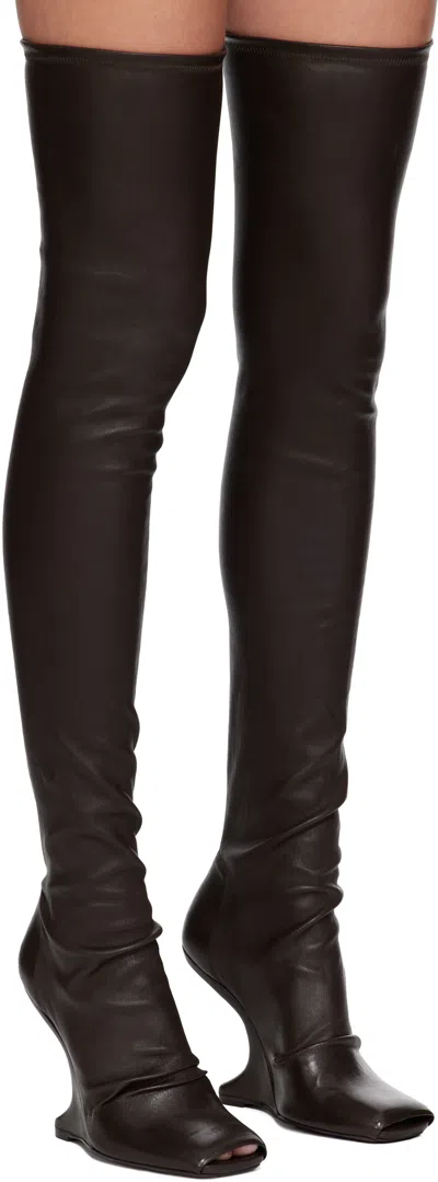 Rick Owens Brown Concordians Cantilever 11 Tall Boots In Brown