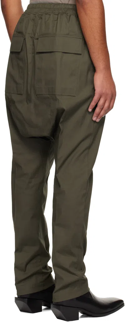 Rick Owens Khaki Concordians Drawstring Long Trousers In Green