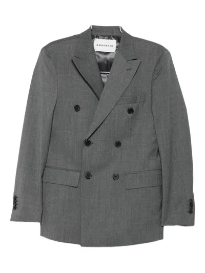 Amaranto Double-breasted Blazer In Gray
