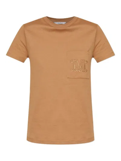 Max Mara Papaia Cotton Crew-neck T-shirt In Brown