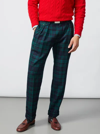 J.mclaughlin Men's Lange Wool Pants In Tartan Black/green In Green