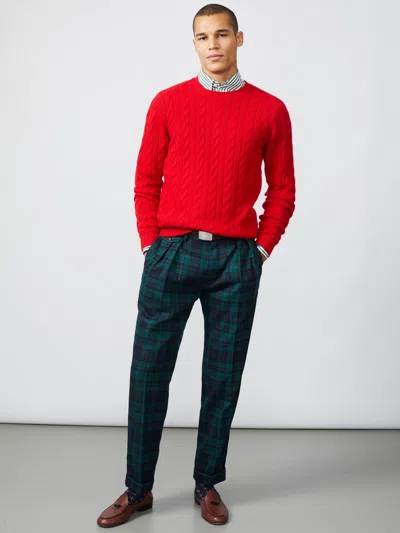 J.mclaughlin Men's Lange Wool Pants In Tartan Black/green In Green