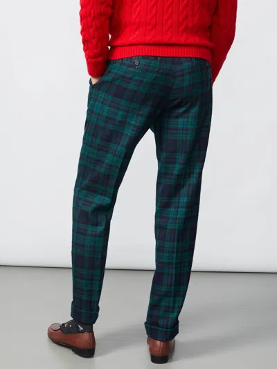 J.mclaughlin Men's Lange Wool Pants In Tartan Black/green In Green