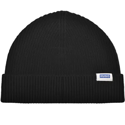 Hugo Blue Xiav Beanie Hat Black In Black