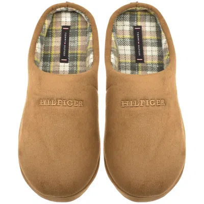 Tommy Hilfiger Check Lined Slippers Khaki In Multi