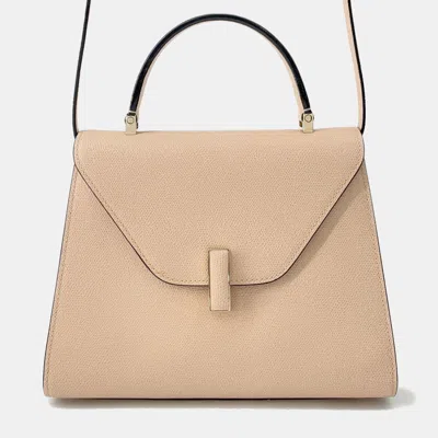 Pre-owned Valextra Idide 2way Handbag Beige Leather Size Medium In Sand