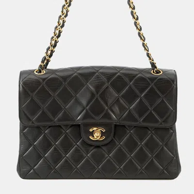 Pre-owned Chanel Matelasse Double Face Chain Shoulder Black Lambskin