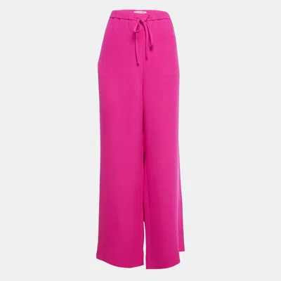 Pre-owned Valentino Pink Silk Drawstring Trousers L