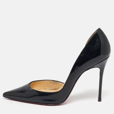 Pre-owned Christian Louboutin Black Patent Leather Iriza D'orsay Pumps Size 37