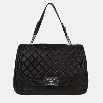 Pre-owned Chanel Black Lambskin Antik Boy Flap Handbag