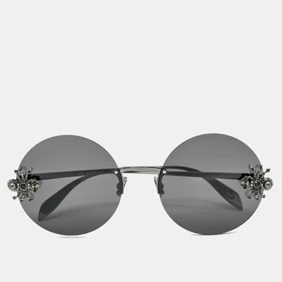 Pre-owned Alexander Mcqueen Black Am0207s Spider Round Sunglasses
